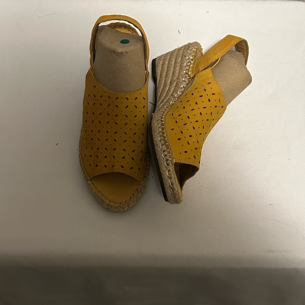 Clarks Yellow Espadrille Wedge Sandals